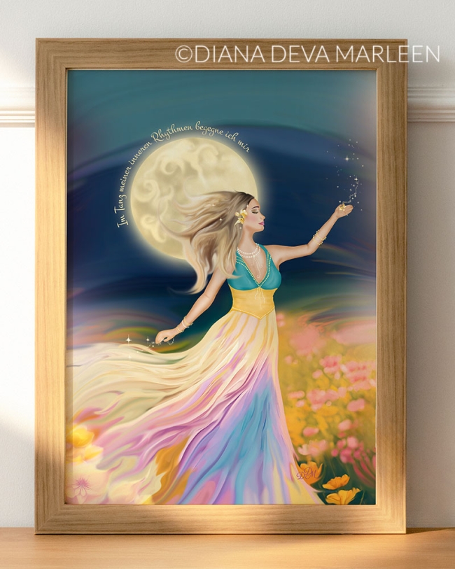 Mondgöttin, Wilde Weiblichkeit, Tanz der Mondin Ölbild, Fine Art Print wildwoman